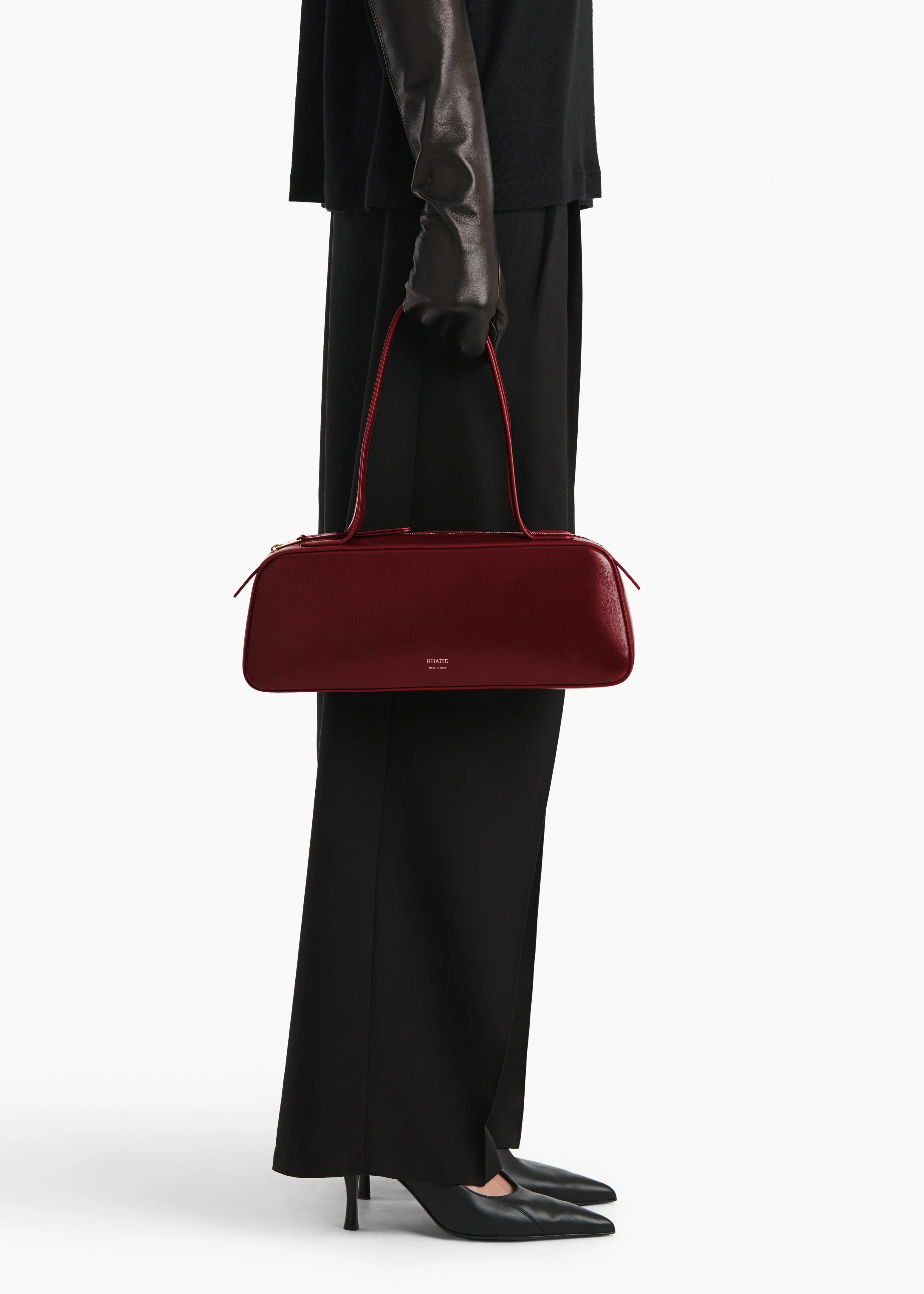 Simona Shoulder Bag in Oxblood Crackle Patent Leather - Image 5