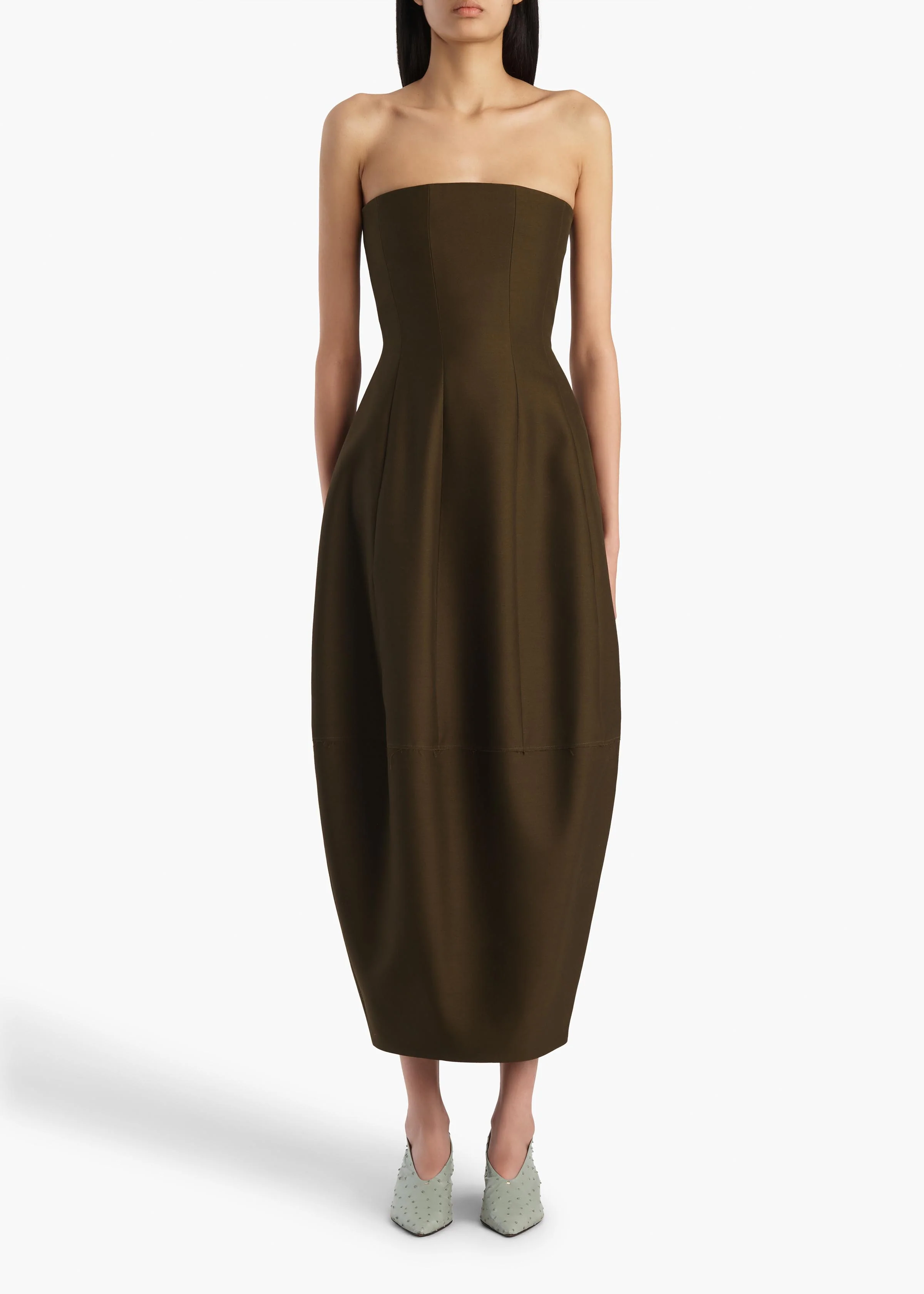 Stela Dress in Dark Olive - Image 2