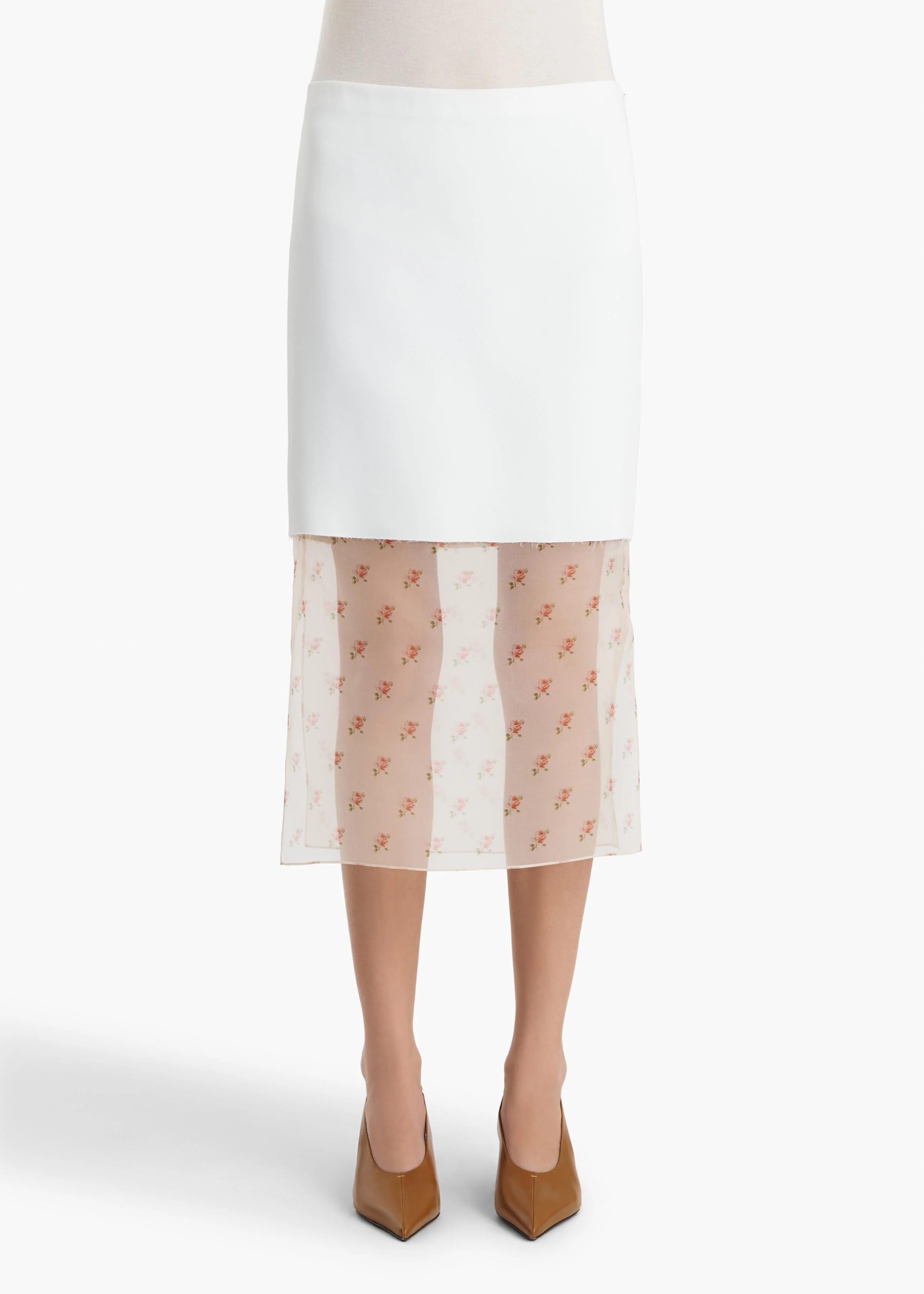 Sybil Skirt in Chalk with Ditsy Rose Print - Image 3
