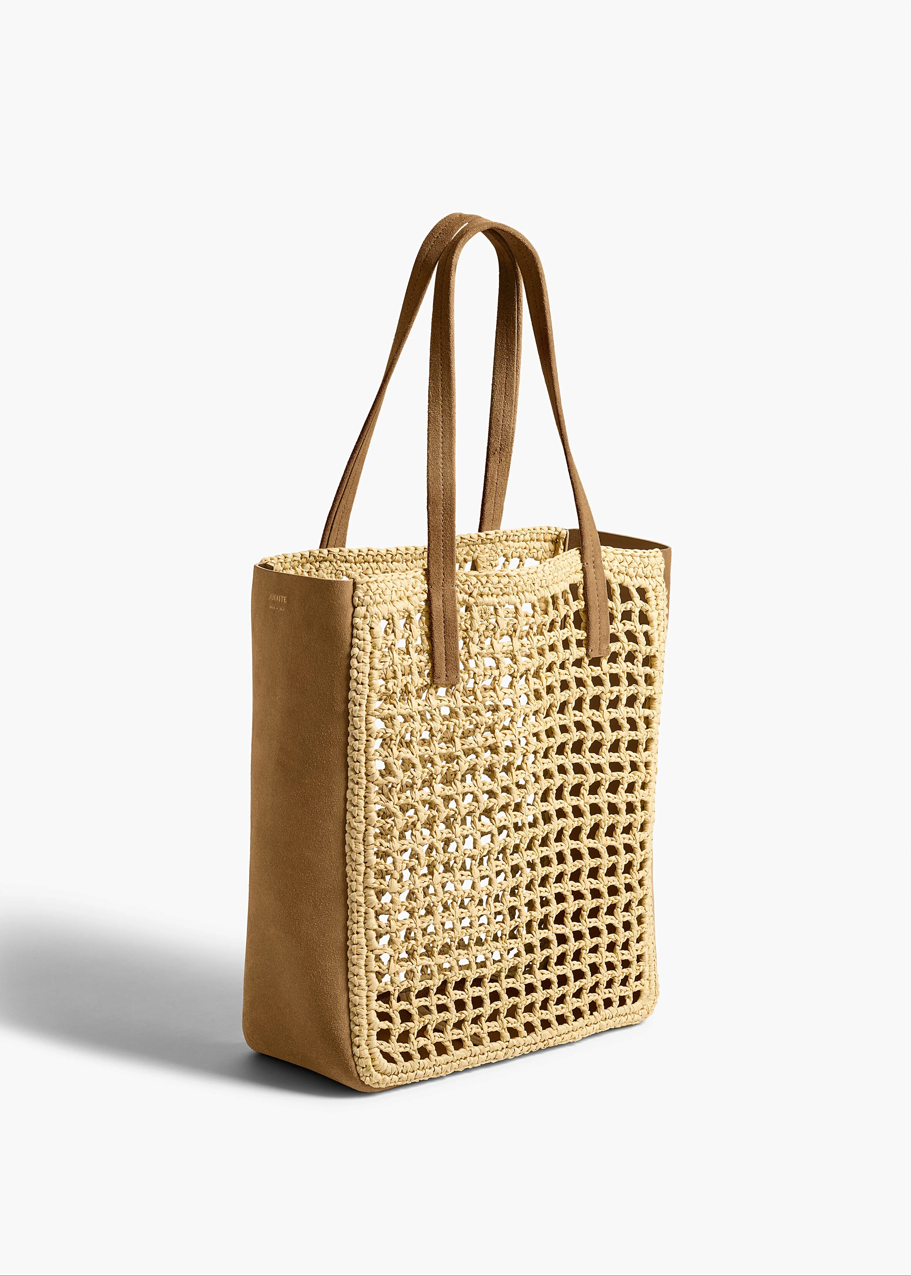 Small Zoe Tote in Natural Raffia with Mud Suede - Image 2